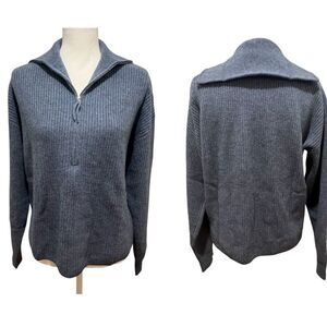 NWT Revolve One Grey Day women's cashmere quarter zip sweater size large